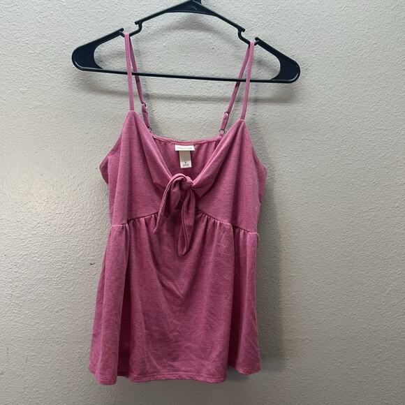 Y2K Babydoll Top Small Pink Tie Front Coquette Feminine Cropped Mossimo Supply - Picture 1 of 4